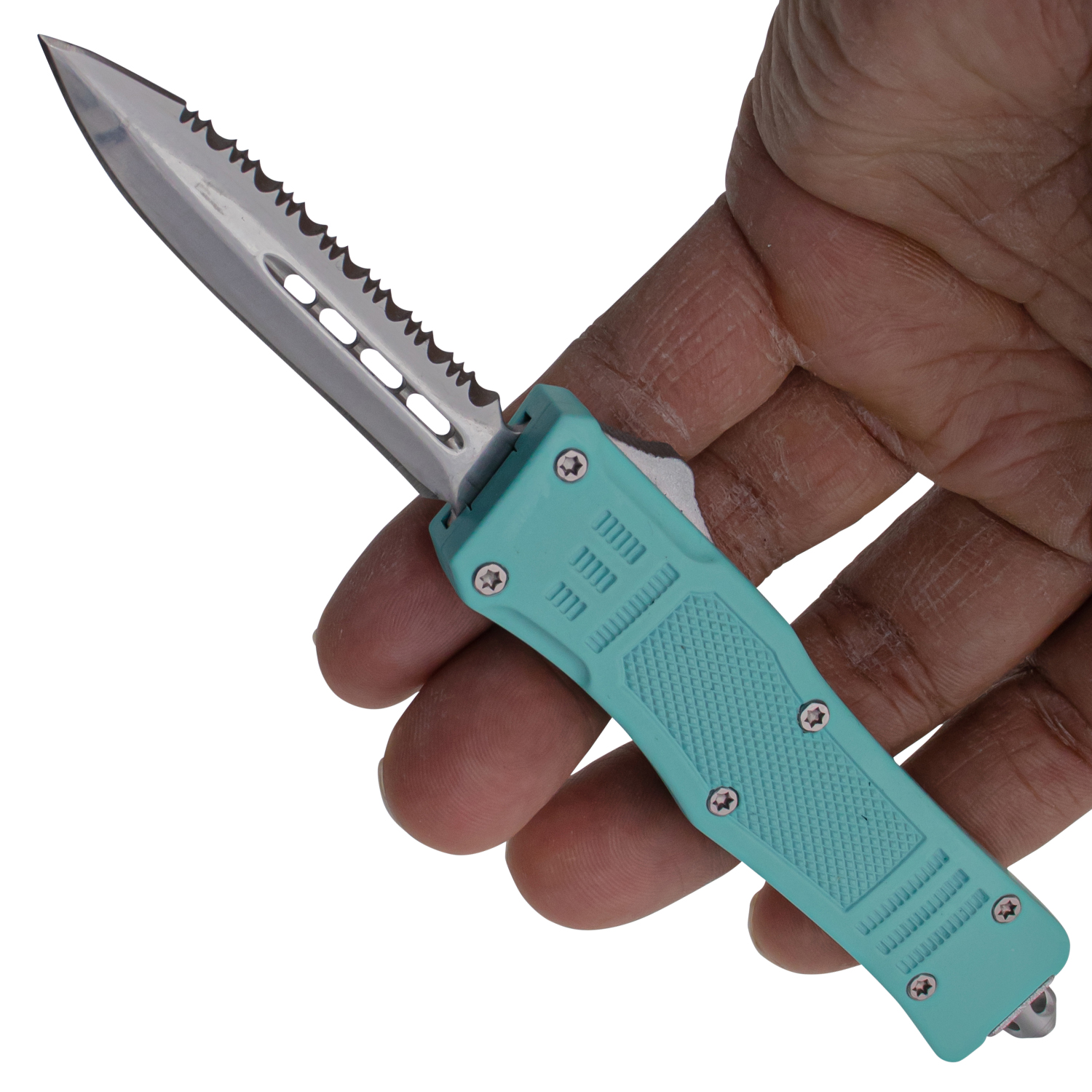 Covert OPS USA OTF Automatic Knife 7 Inch Overall Half Serrated Teal